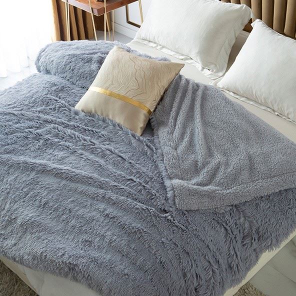 Grey faux fur throw blanket